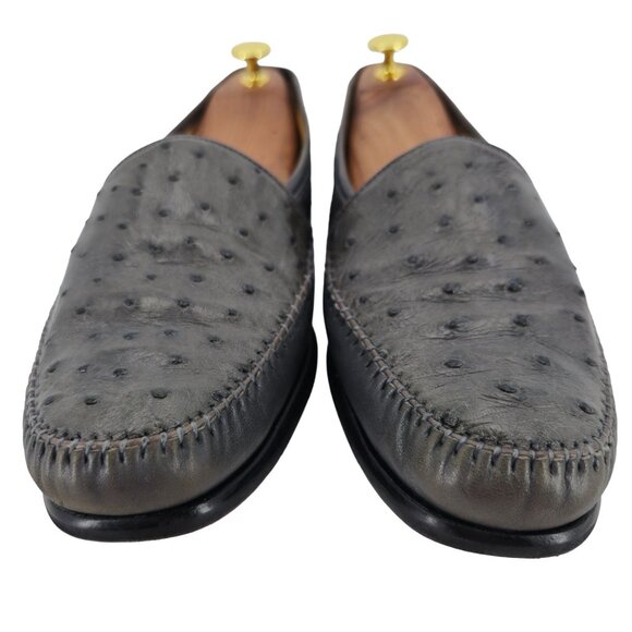 Avventura Exotic Gray Grey Ostrich Leather Dress Shoes Men Size 9.5M Moc Loafers - Picture 9 of 12